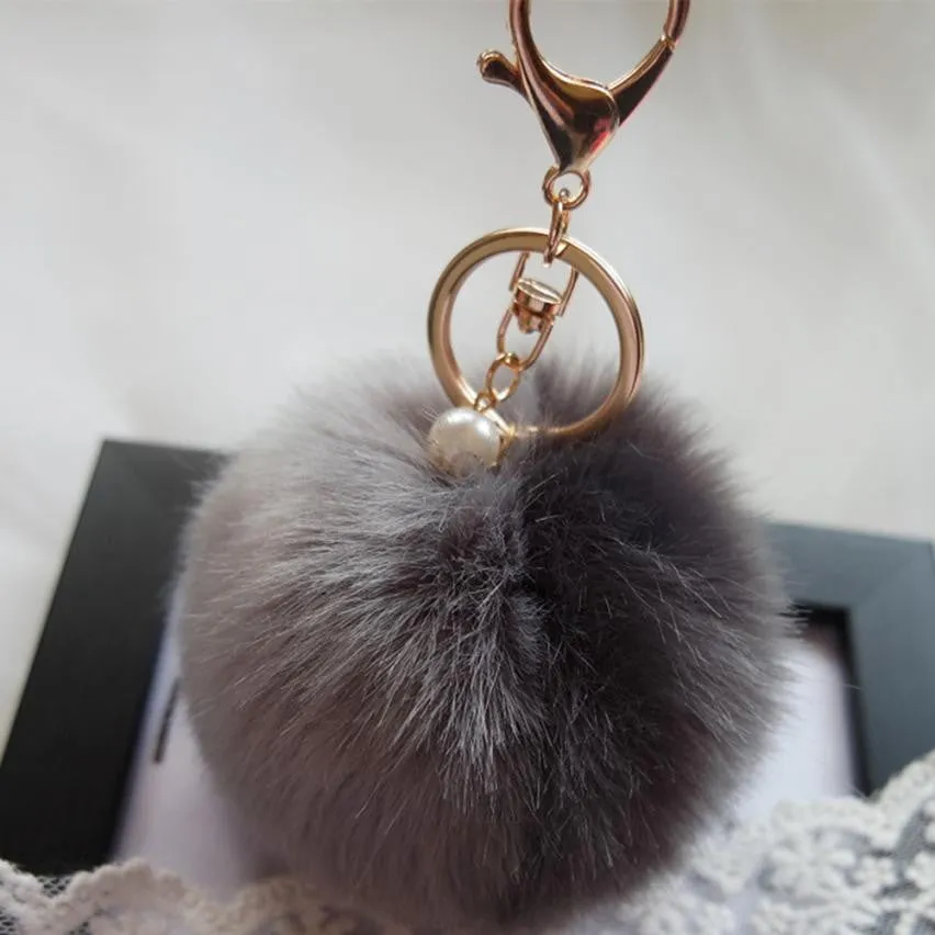 Big Sale !Faux Rabbit Fur Ball Keychain for Bag Plush Car Key Ring Car Key Pendant Amzing