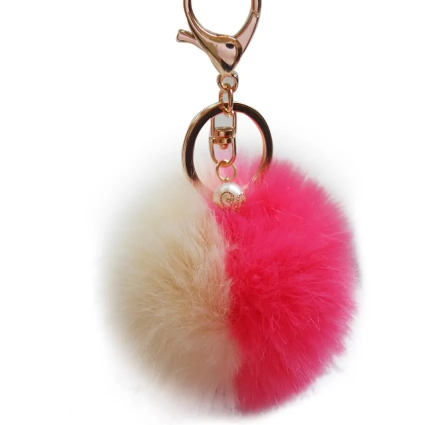 Big Sale !Faux Rabbit Fur Ball Keychain for Bag Plush Car Key Ring Car Key Pendant Amzing