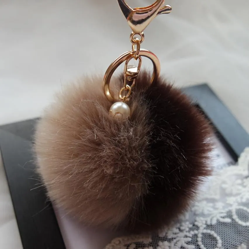 Big Sale !Faux Rabbit Fur Ball Keychain for Bag Plush Car Key Ring Car Key Pendant Amzing