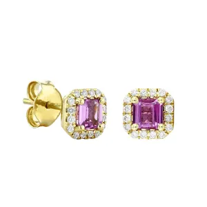 Bijou Collection 0.98ct Pink Sapphire & Diamond Cushion Halo Earrings