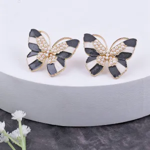 Black Butterfly Crystal Stud Earrings