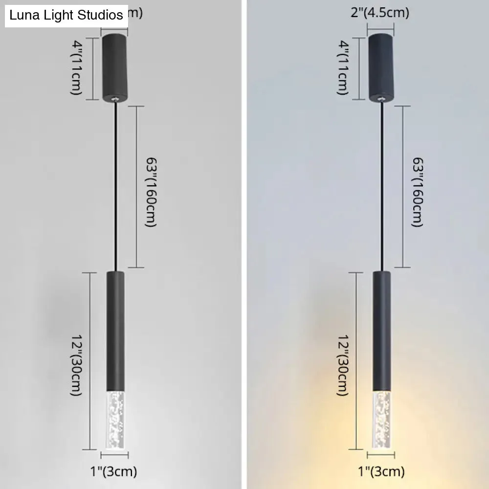 Black Tube Pendant Lamp: Modern Acrylic LED Ceiling Light Fixture for Bedroom