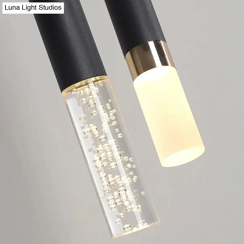 Black Tube Pendant Lamp: Modern Acrylic LED Ceiling Light Fixture for Bedroom