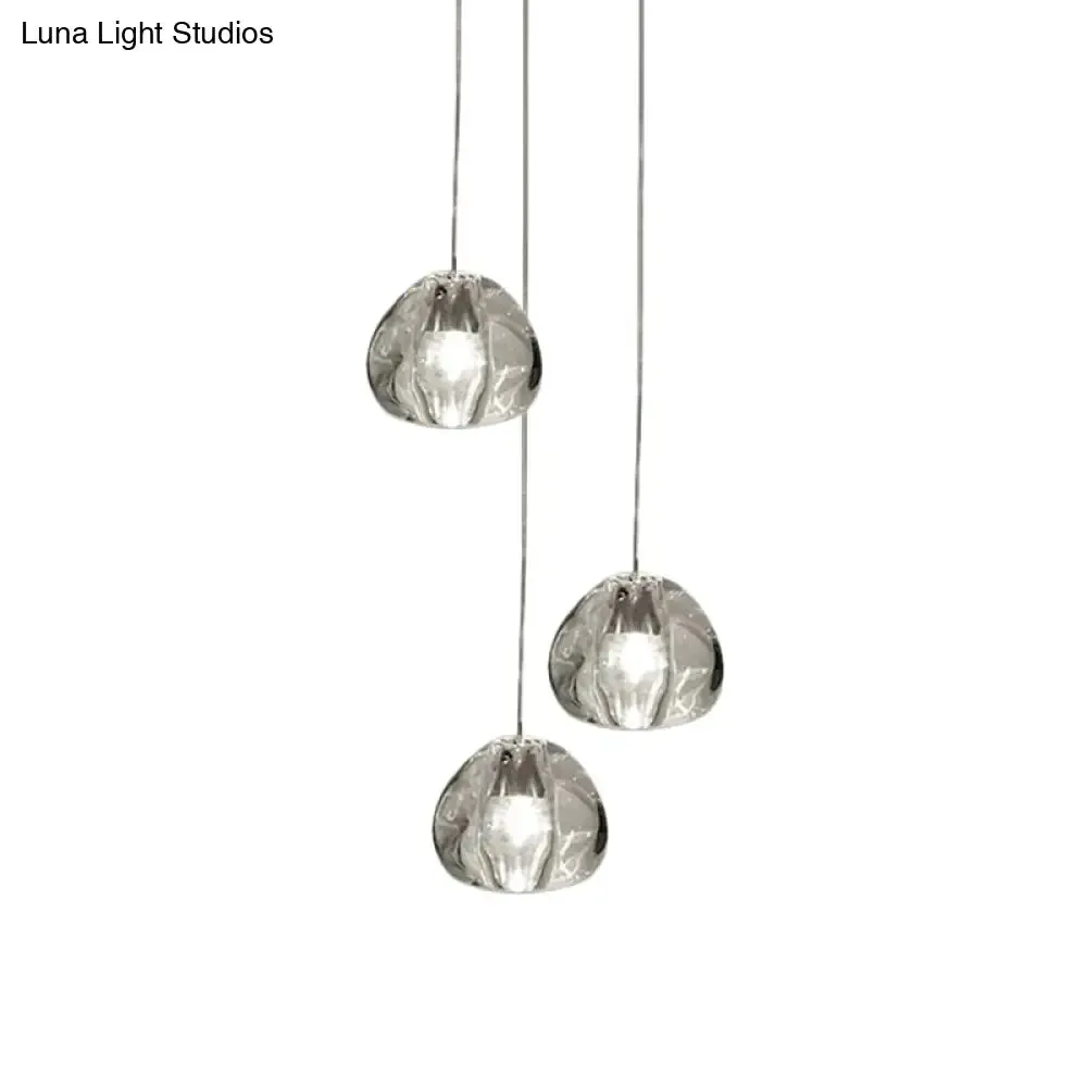 Bubble Glass Mini Pendant Light - Modern Nordic Design, LED Round Stair Hanging Lamp