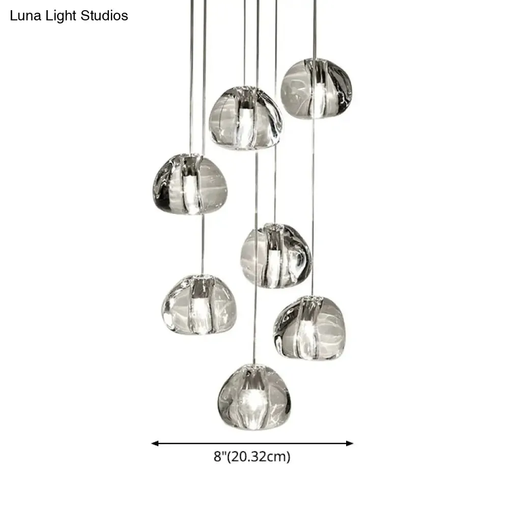 Bubble Glass Mini Pendant Light - Modern Nordic Design, LED Round Stair Hanging Lamp