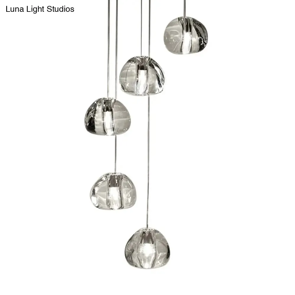 Bubble Glass Mini Pendant Light - Modern Nordic Design, LED Round Stair Hanging Lamp