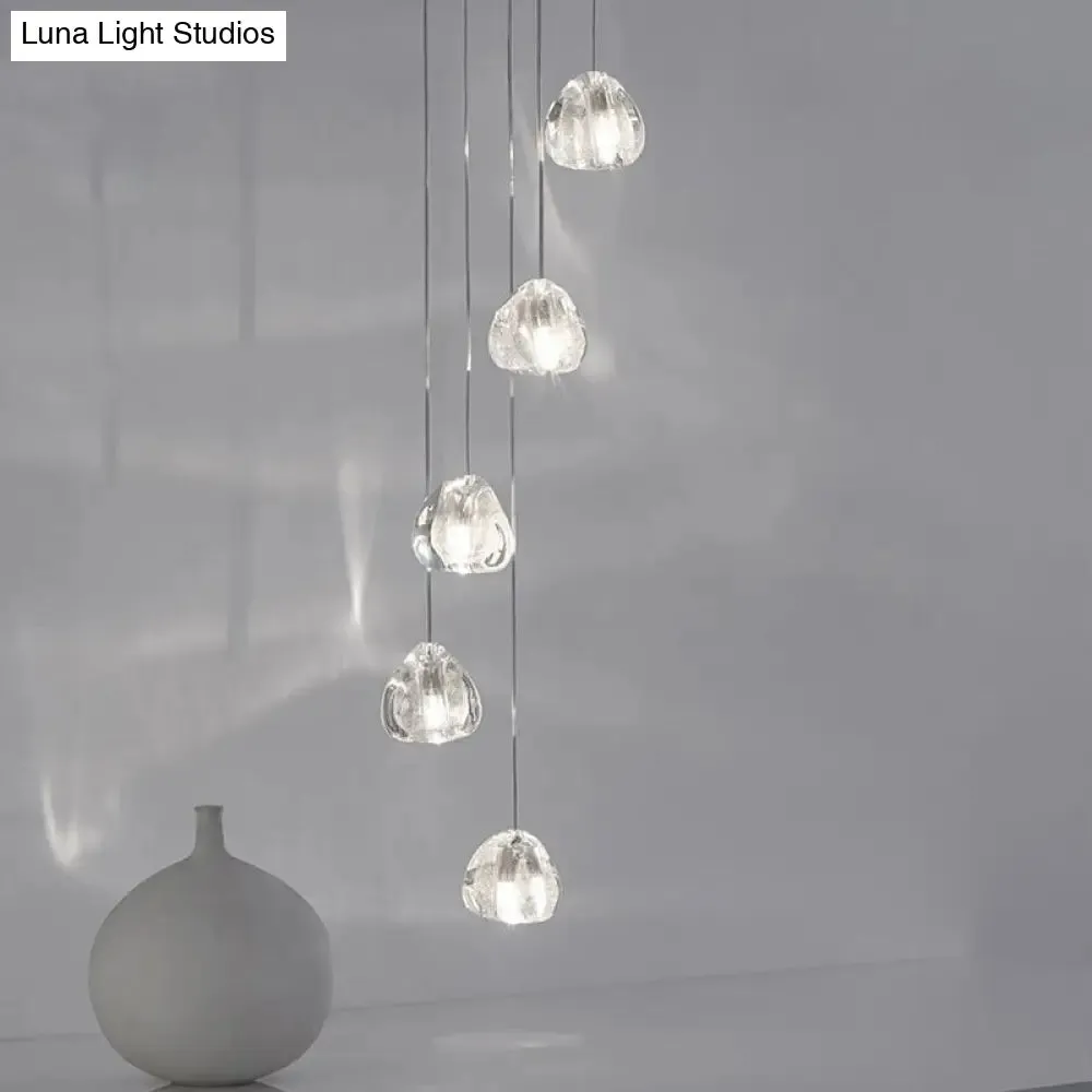 Bubble Glass Mini Pendant Light - Modern Nordic Design, LED Round Stair Hanging Lamp