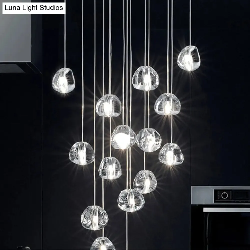 Bubble Glass Mini Pendant Light - Modern Nordic Design, LED Round Stair Hanging Lamp