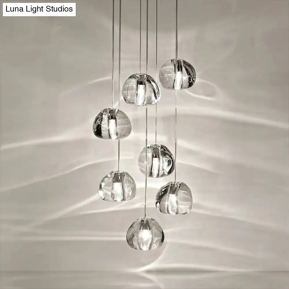 Bubble Glass Mini Pendant Light - Modern Nordic Design, LED Round Stair Hanging Lamp