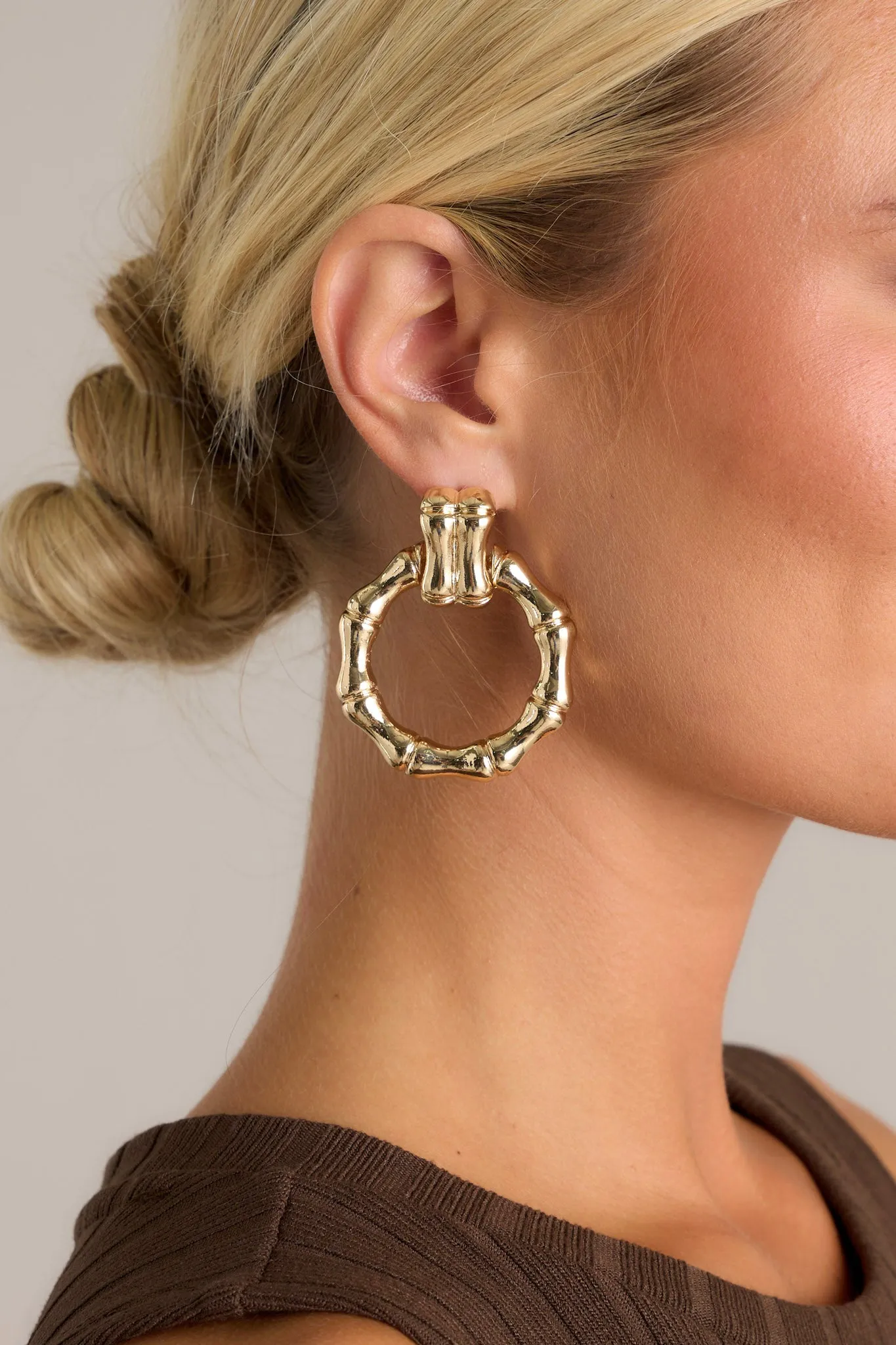 California Stars Gold Drop Hoop Earrings