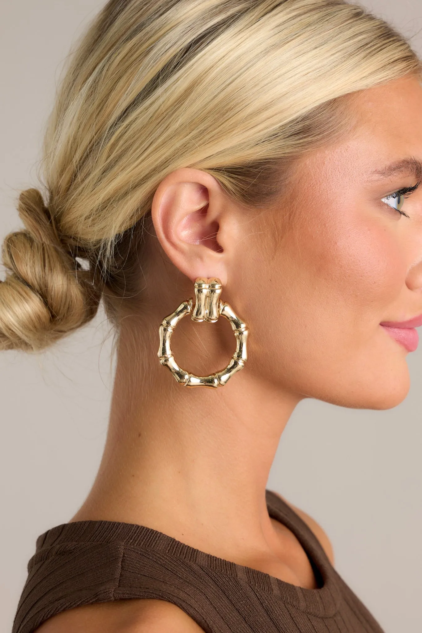 California Stars Gold Drop Hoop Earrings