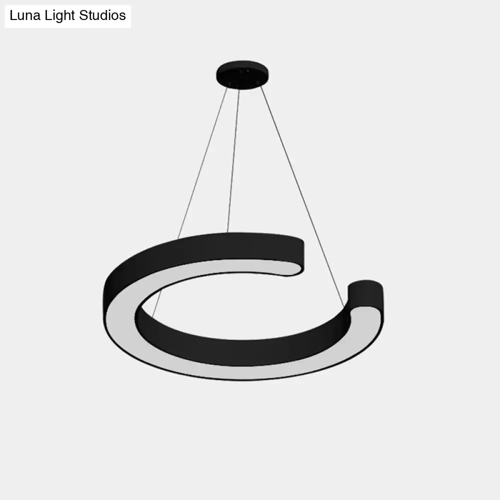 Contemporary Black C Pendant Ceiling Light - 16"/23.5"/31.5" W - LED Acrylic Down Lighting in Warm/White Light