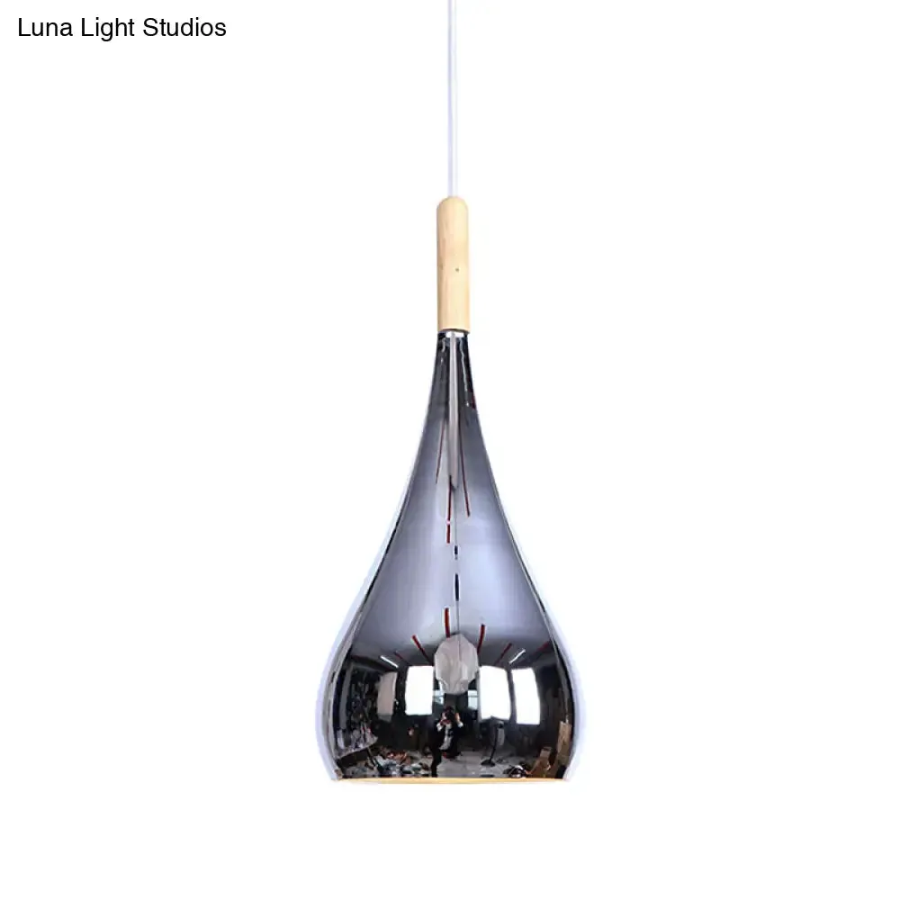 Contemporary Chrome/Rose Gold Teardrop Pendant Ceiling Light with Hanging Fixture - Ideal for Kitchen