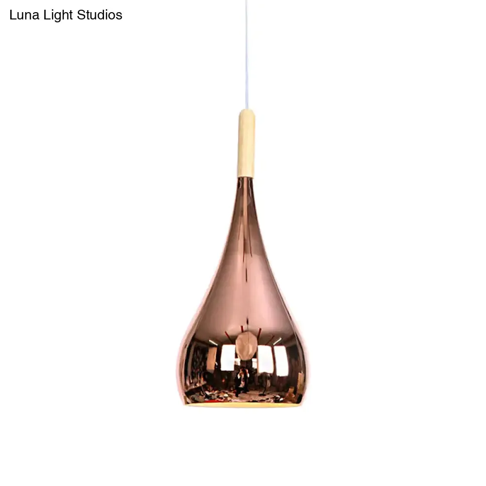 Contemporary Chrome/Rose Gold Teardrop Pendant Ceiling Light with Hanging Fixture - Ideal for Kitchen