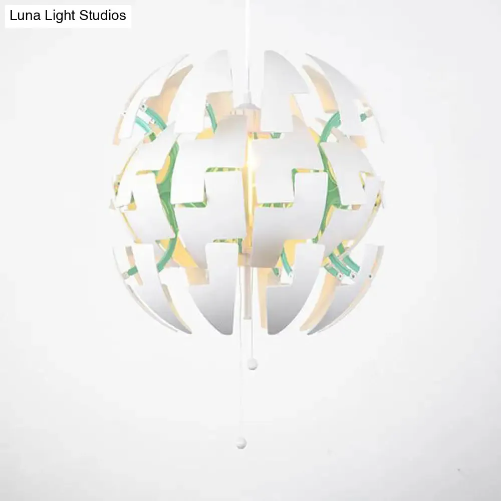 Contemporary Metallic Pendant Light in Green/Orange/White with Exploding Design