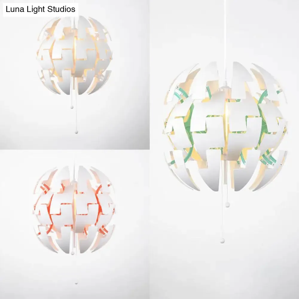 Contemporary Metallic Pendant Light in Green/Orange/White with Exploding Design