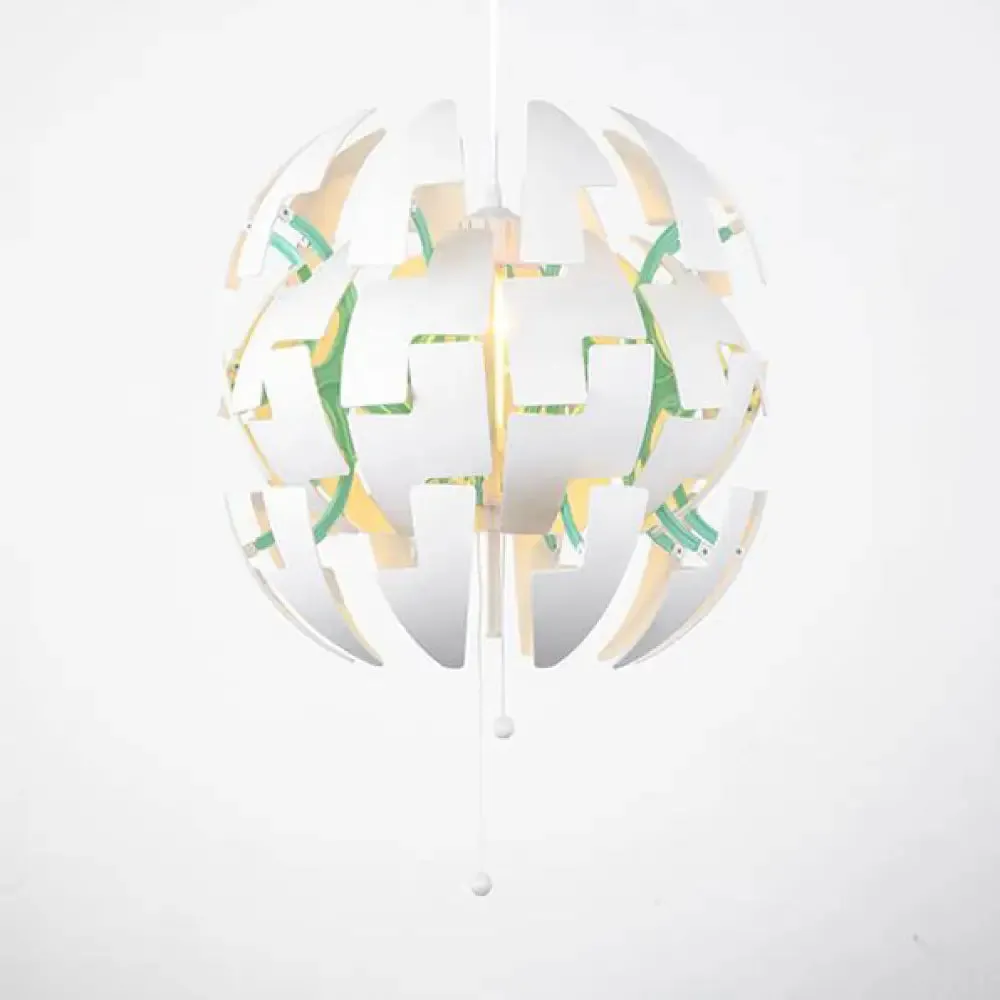 Contemporary Metallic Pendant Light in Green/Orange/White with Exploding Design