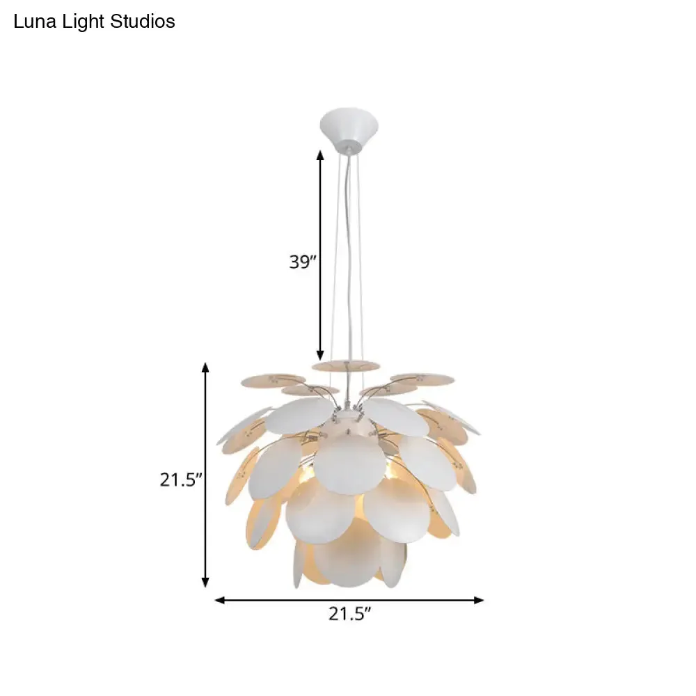 Contemporary Style Metallic Pinecone Ceiling Hanging Light - 1 Light White Pendant Lamp - 21.5"/25.5