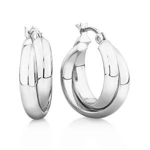 Crossover Hoop Earrings in Sterling Silver