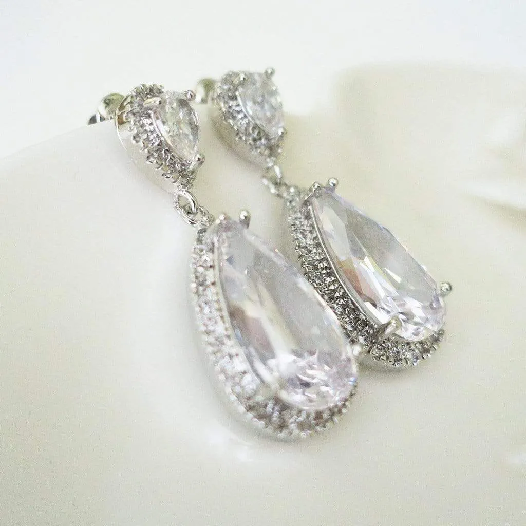 Cubic Zirconia Drop Earrings Neshe