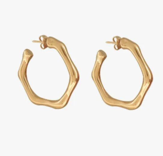 CXC- Gold Plated Wavy Hoops