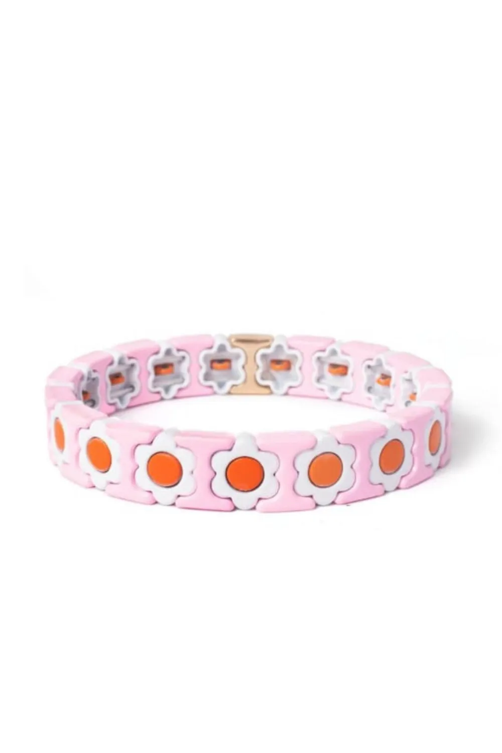 Daisy chain bracelet - Pink/white/orange