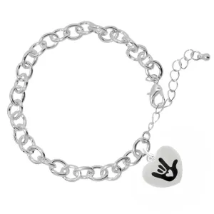 Deaf Symbol I love You Hand Sign Chunky Charm Bracelets