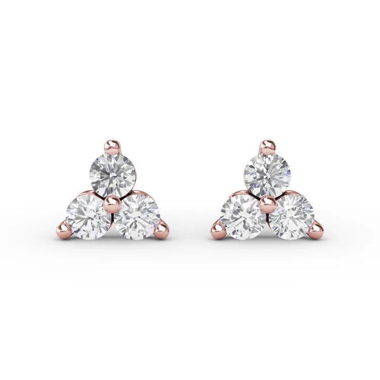 Diamond Cluster Triangle Stud Earrings