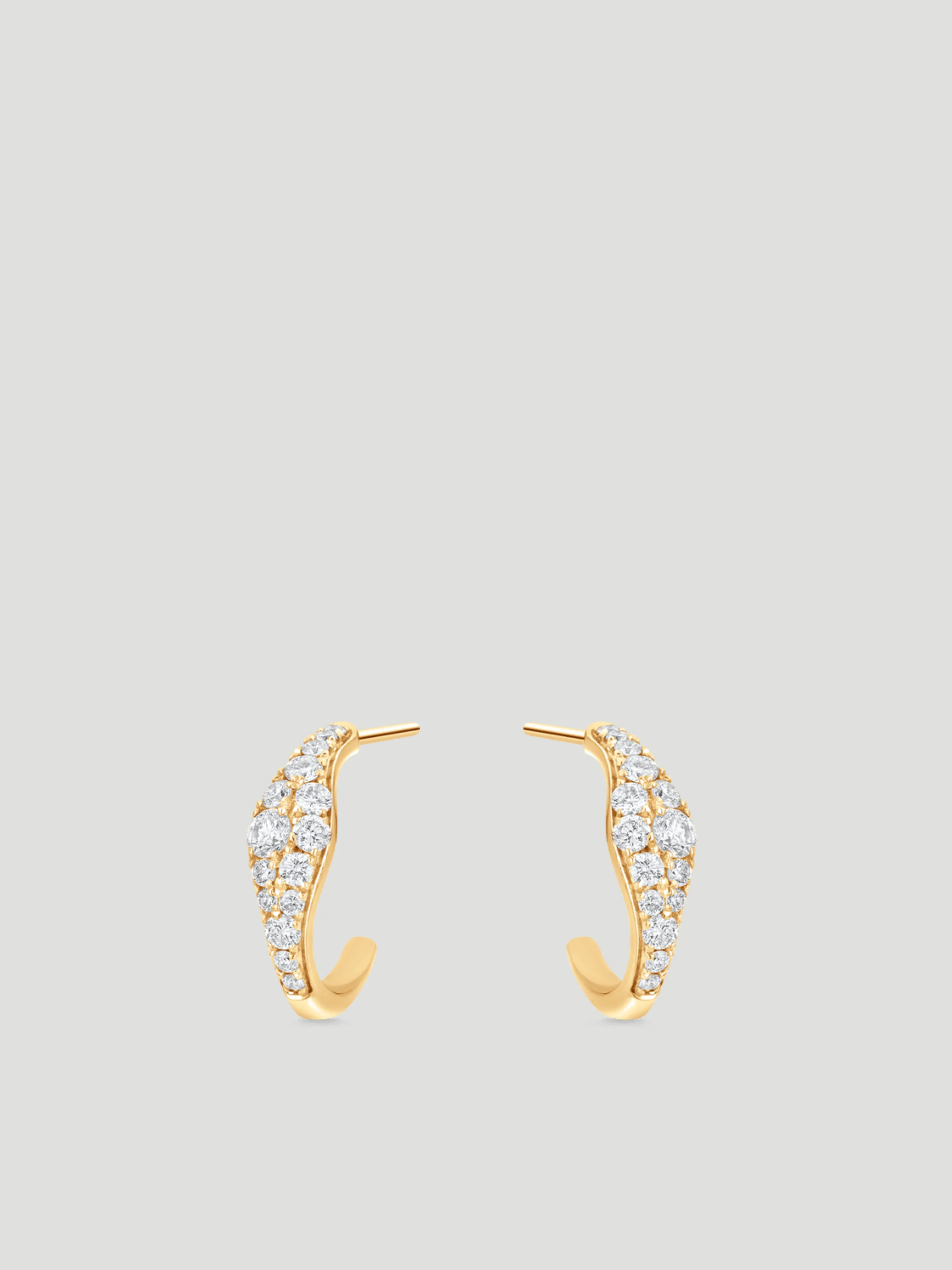 Donna Pave White Diamond Yellow Gold Huggy Earrings