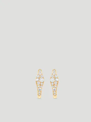 Donna Pave White Diamond Yellow Gold Huggy Earrings