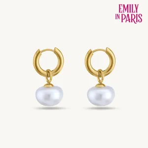 Drop Pearl Hoop Earrings