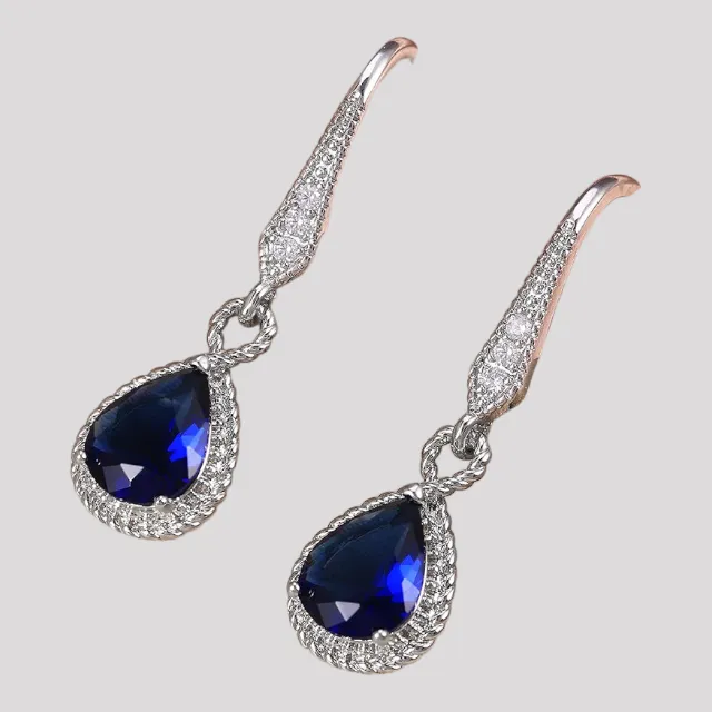 Elegant Blue Crystal Teardrop Earrings