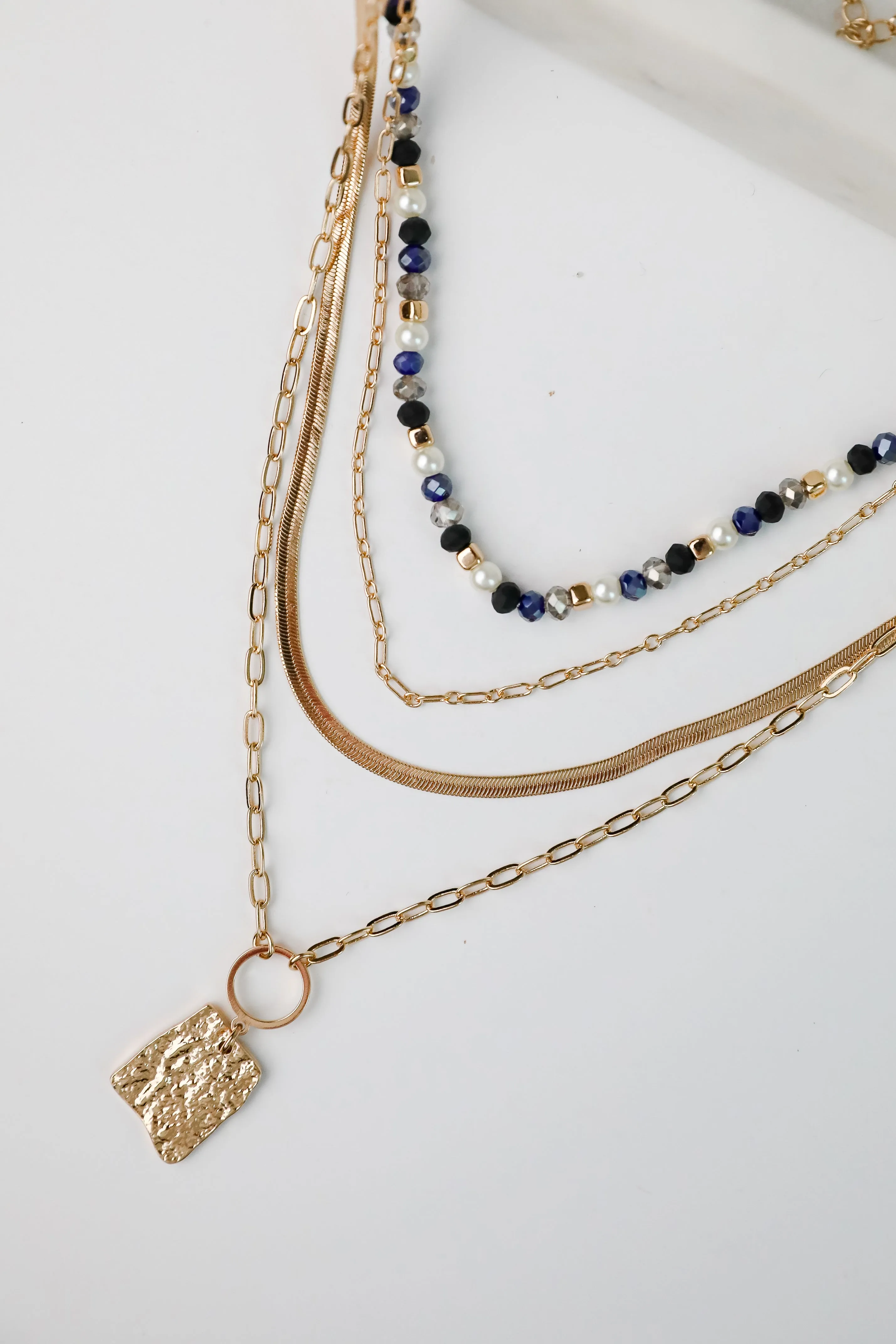 Elena Blue Layered Chain Necklace