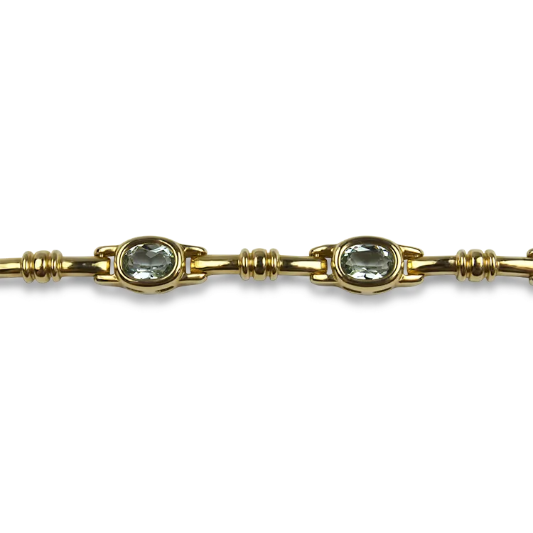 Estate 14k Yellow Gold Aquamarine Link Bracelet