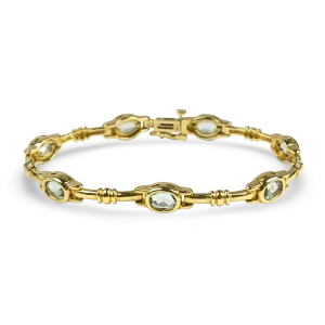 Estate 14k Yellow Gold Aquamarine Link Bracelet