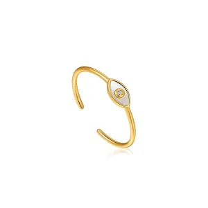 Evil Eye Gold Adjustable Ring