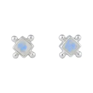 Gia Sterling Silver Rainbow Moonstone Studs