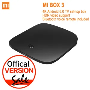 Global Version Xiaomi Mi TV Box 3 Android 6.0 4K 8GB HD WiFi Bluetooth Multi-language Youtube DTS Dolby IPTV Smart Media Player