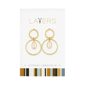 Gold Double Hoop Dangle Layers Earrings