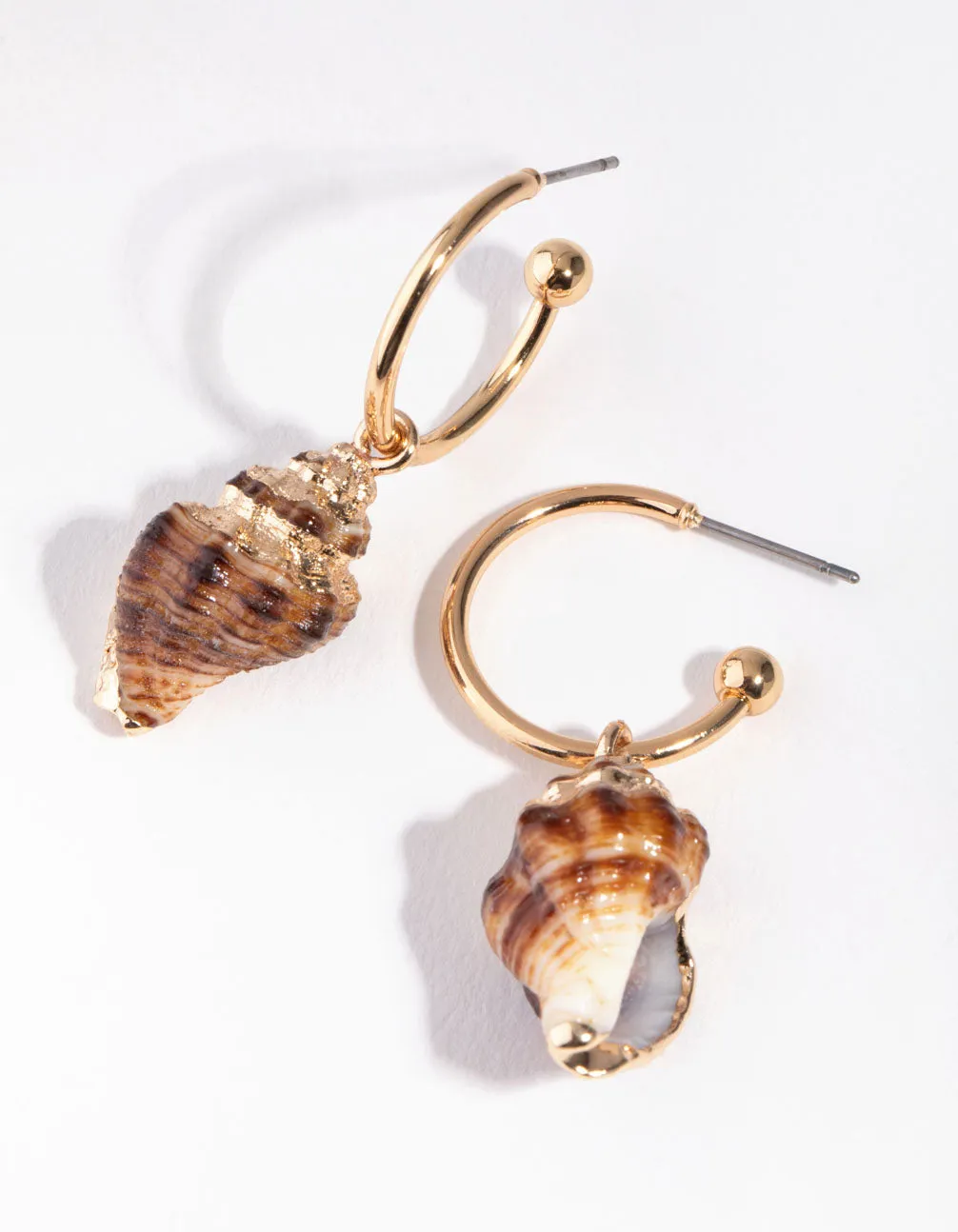 Gold Full Conch on Hoop Earrings