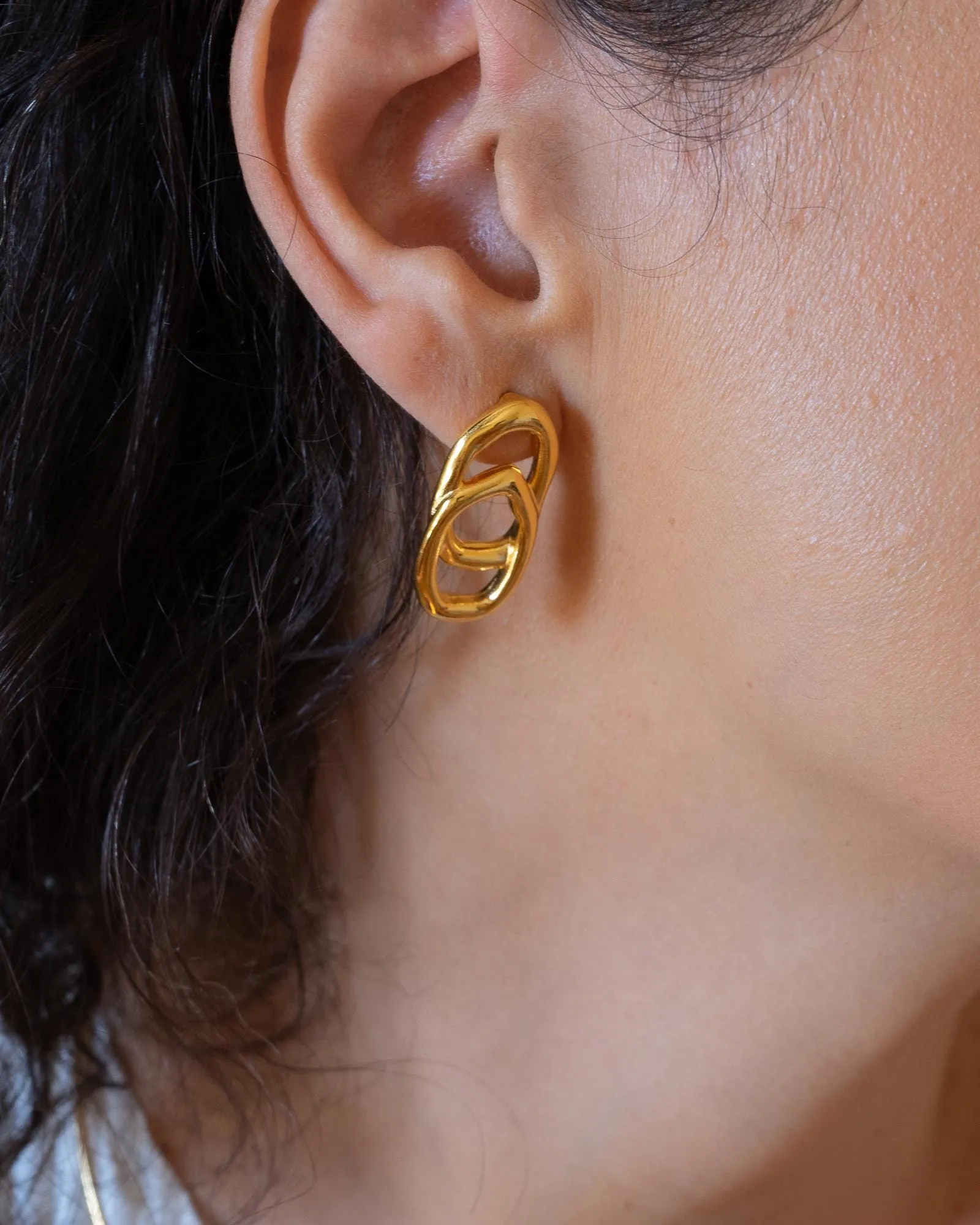 Gold Organic Stud Earrings