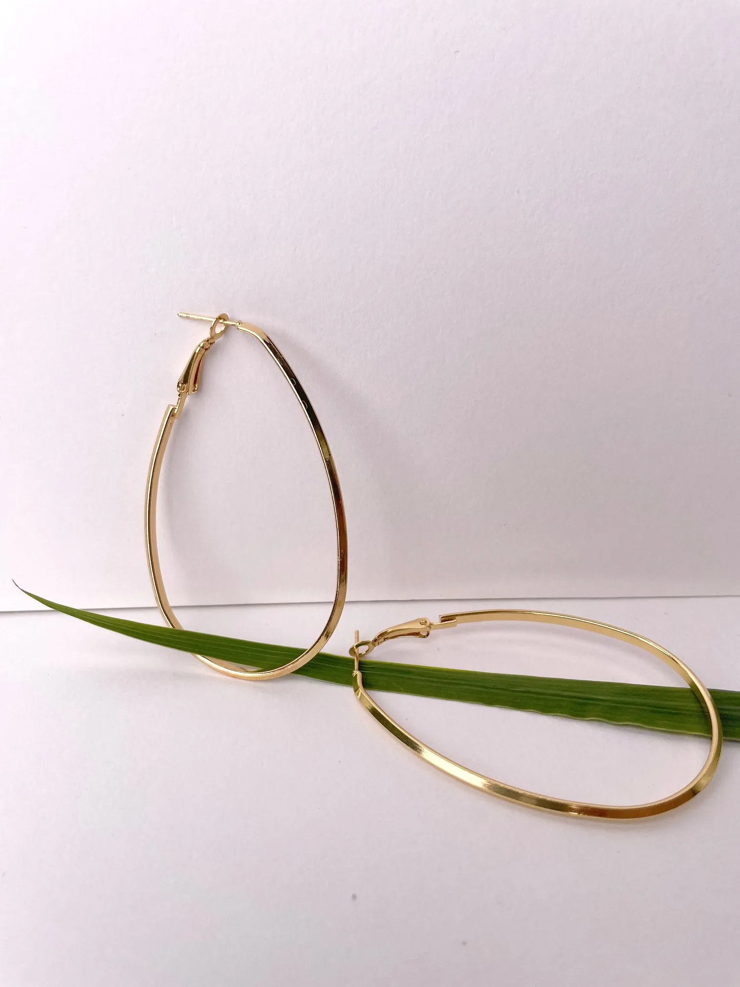 Gold Oval Hoop Earrings