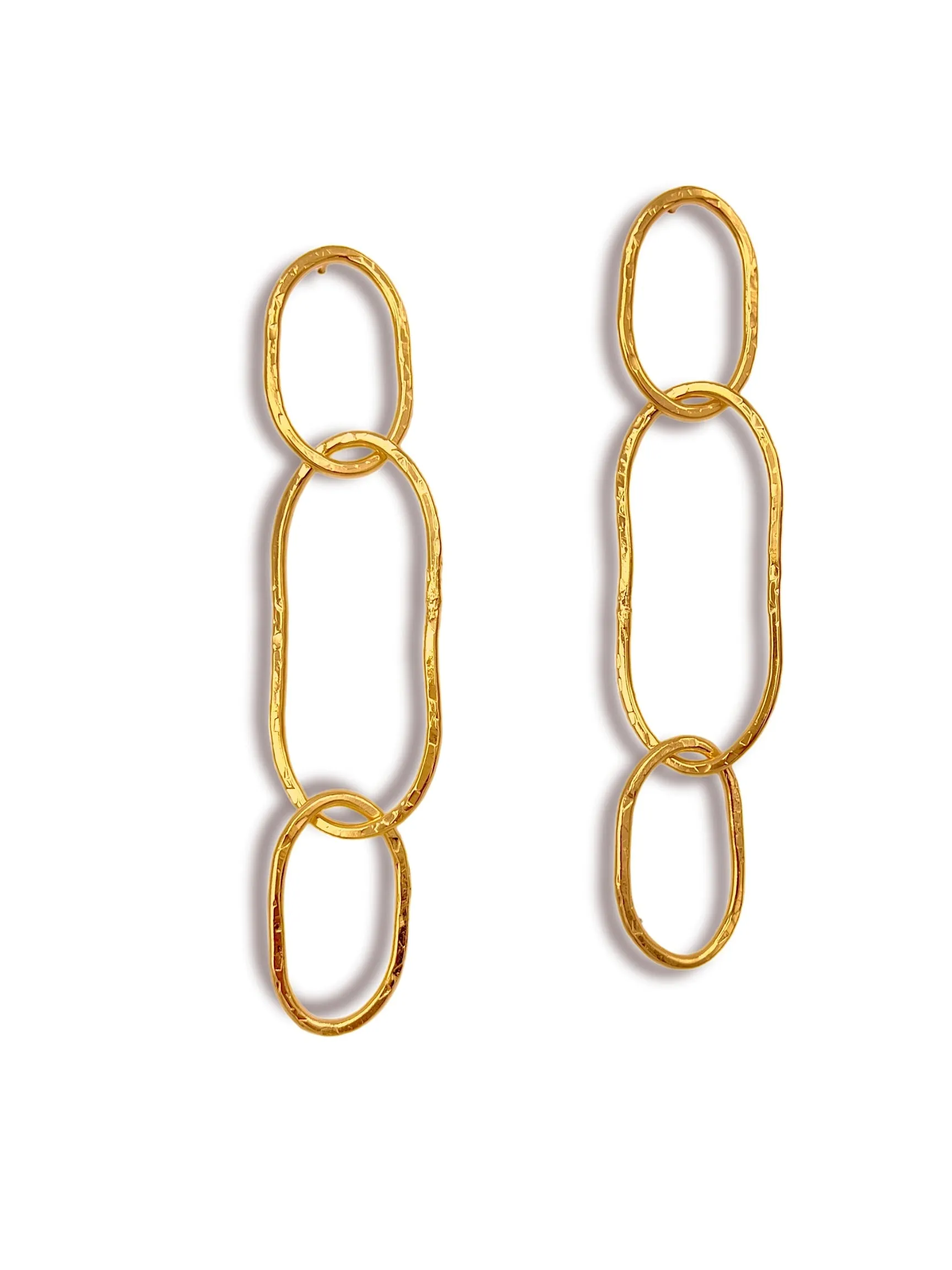 Gold Shackle Link Dangle Post Earrings