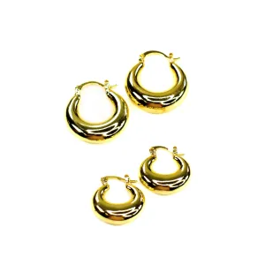 Gold smooth Hoop Earrings- Multiple Sizes