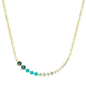 Graduated Gemstone Curved Bar Necklace