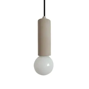 Grey Tubular Pendulum Light - Simplicity 1-Light Bedside Pendant with Open Bulb Design