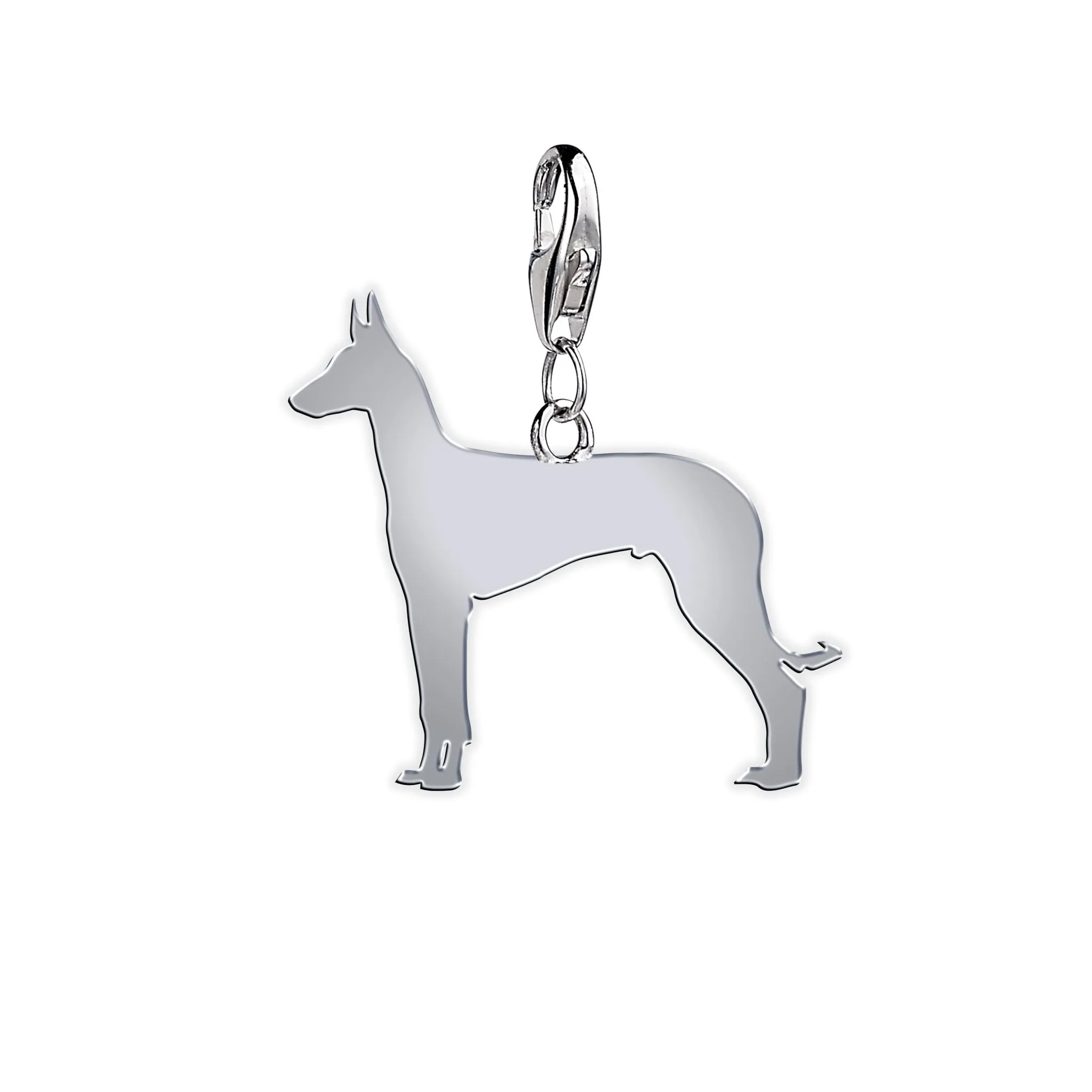 Ibizan Hound Silhouette Silver Charm