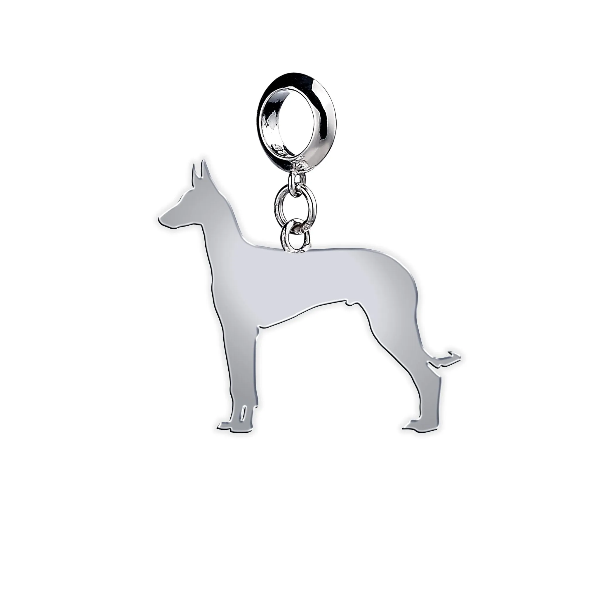 Ibizan Hound Silhouette Silver Charm