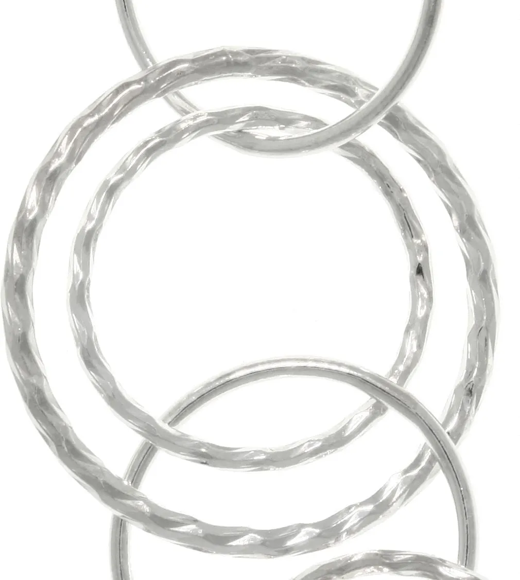 Jewelry Trends .925 Sterling Silver Round Link Hoop Long Dangle Earrings Made in Italy