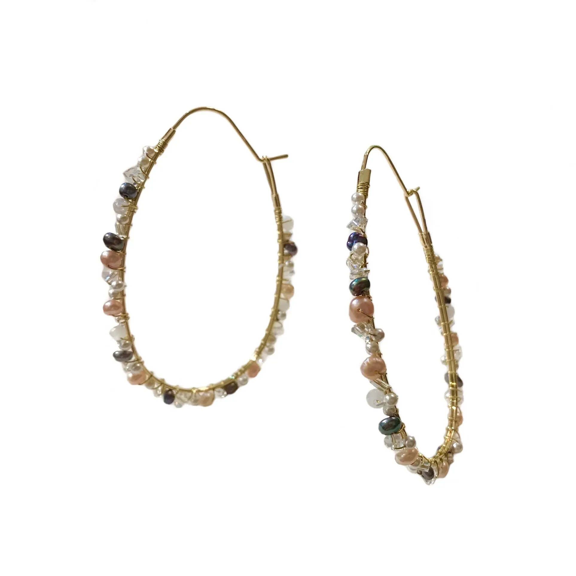 Krista Multi Color Freshwater Pearl Crystal Hoops